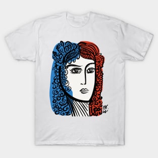 French Portrait Minimal Art T-Shirt